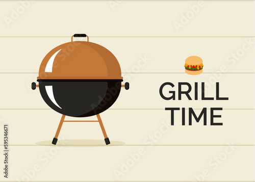 Memorial Day barbecue party greeting card. American summer bbq food. Vector illustration.