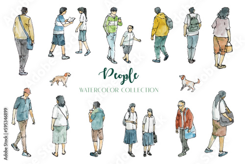 watercolor painting and inking of people 1 