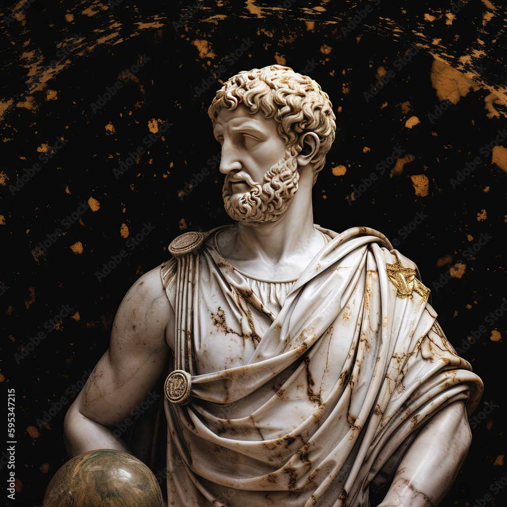 Une sculpture en marbre, statue d'une personne stoïcienne grecque ou