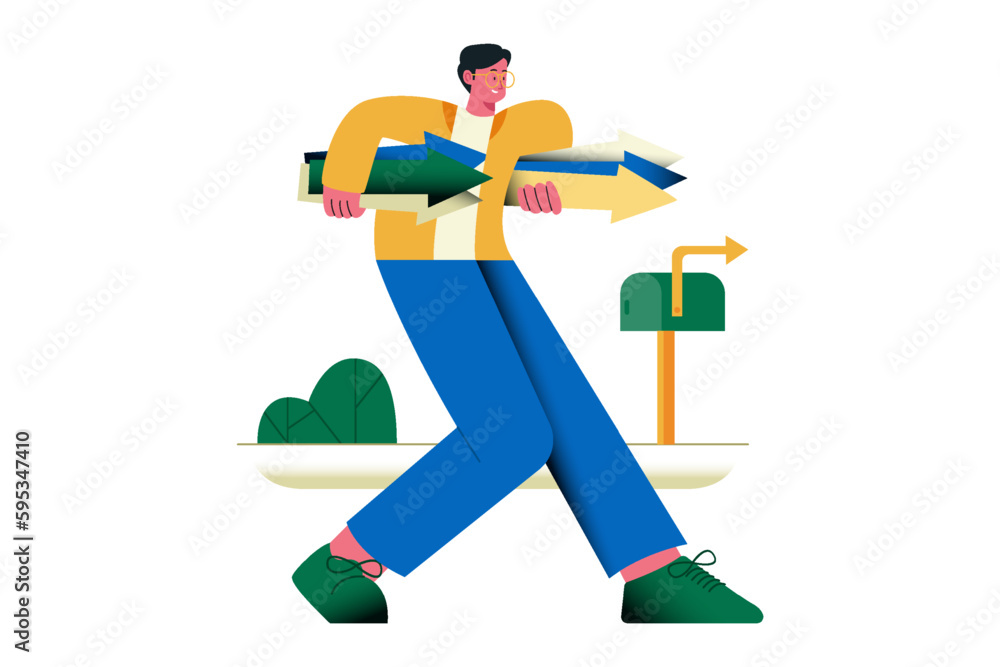 Businessman Carrying Growth Arrow Direction