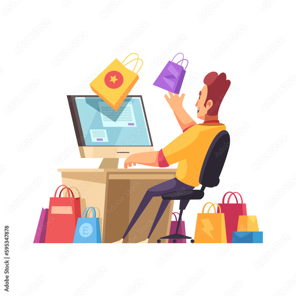 Shopaholic Cartoon Illustration Shopaholic Cartoon Illustration