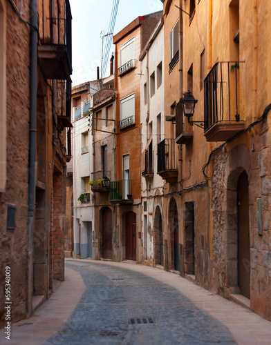 Street in the old town of Cardona  Catalonia  Spain