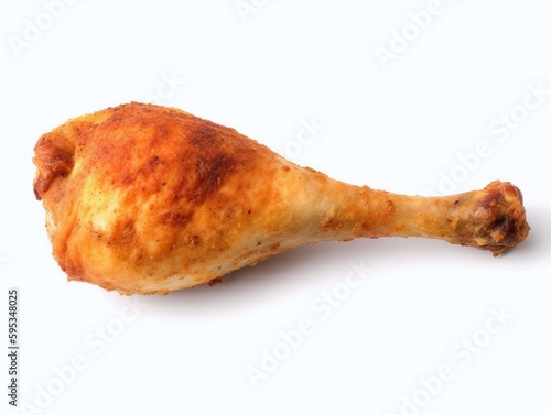 Roast chicken leg isolated on white background