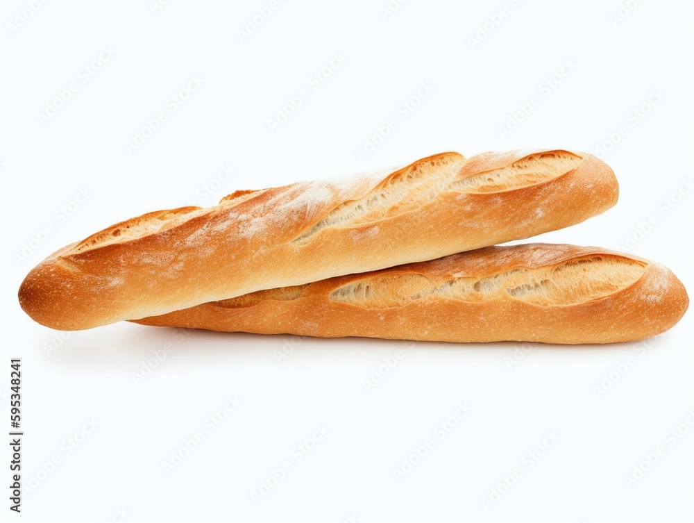 French baguette isolated on white background.