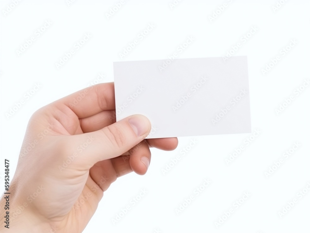 Hand holding blank business card isolated on white background Hand holding blank business card isolated on white background
