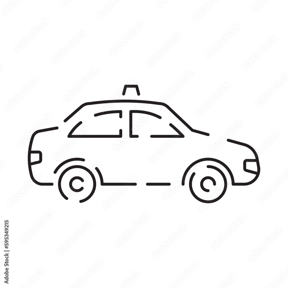 Public Transport Related taxi car Vector Line Icon. Traffic sign or symbol. Editable Stroke and travel Public Transport Related taxi car Vector Line Icon. Traffic sign or symbol. Editable Stroke and travel