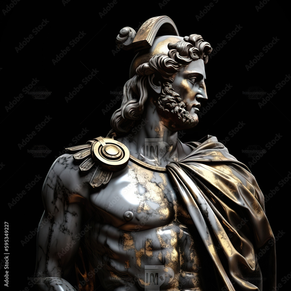 Une sculpture en marbre, statue d'une personne stoïcienne grecque ou