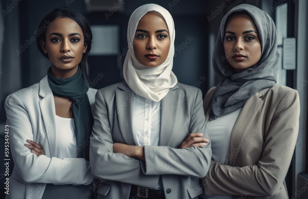 Group of confident female middle eastern executives looking at the camera. Generative AI