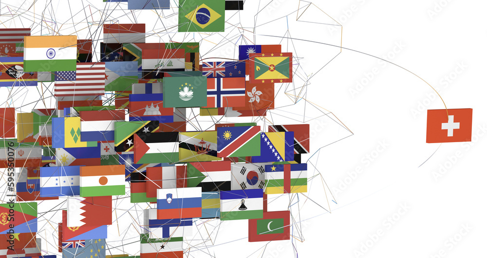 World map with all states and their flags