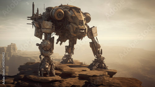 Steampunk Mech Robot Generative AI Technology