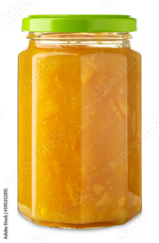 Photography Orange marmalade in glass jar, cut out