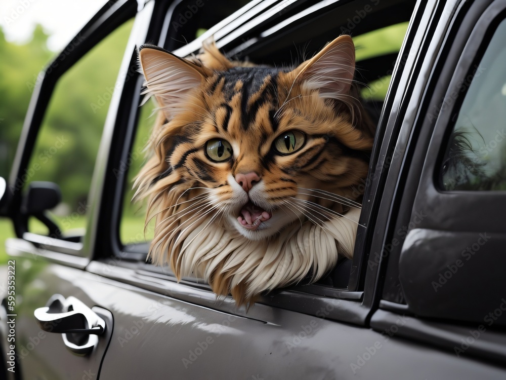 cat on the car