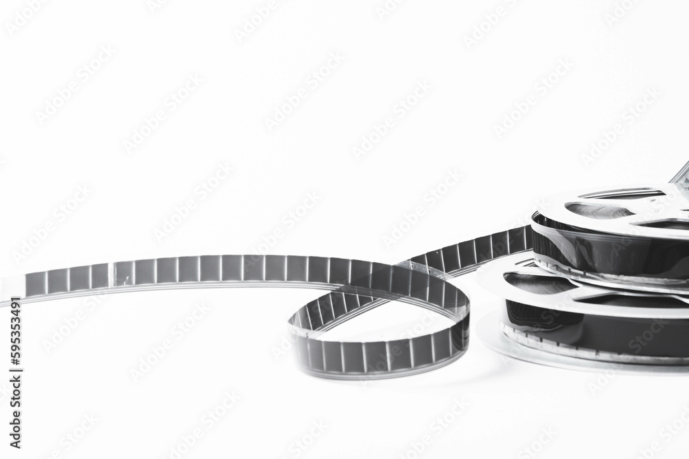 Vintage film strip isolated on white background. Film footage on film.