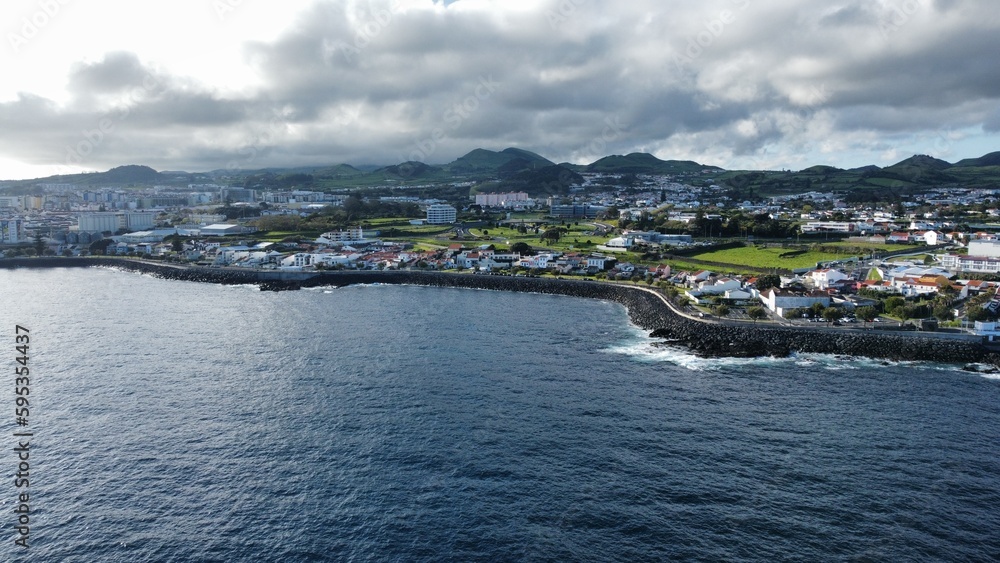 Drone landscape view of Sao Miguel, Azores