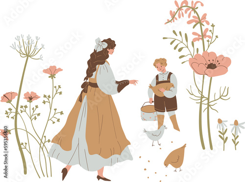 Woman child garden mother's day vintage retro slow living cottagecore