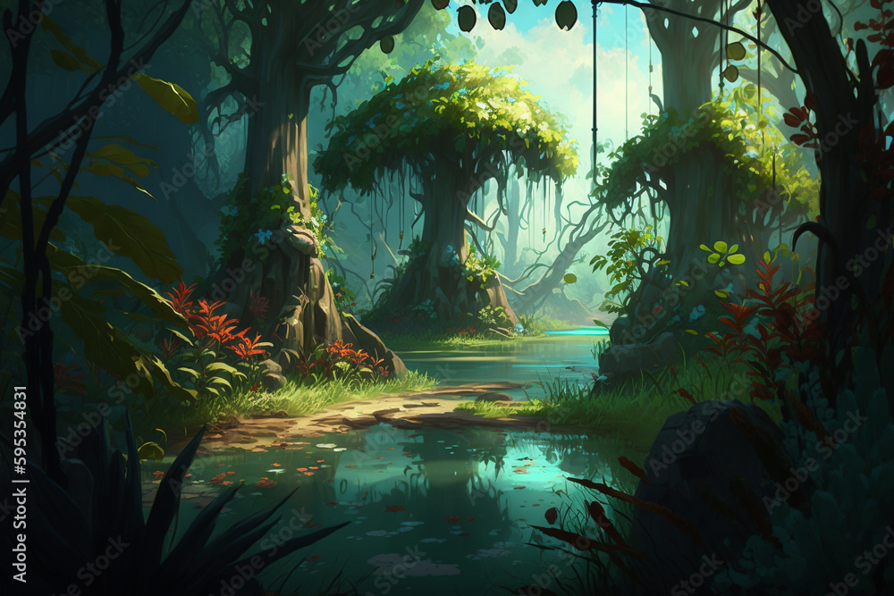Fototapeta premium Generative AI: Mangrove Forest Haven