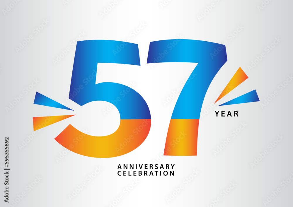 57 year anniversary celebration logotype vector, 57 number design, 57th