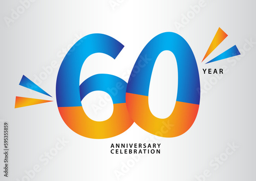 60 year anniversary celebration logotype vector, 60 number design, 60th Birthday invitation, anniversary logo template, logo number design vector, calligraphy font, typography logo, vector design