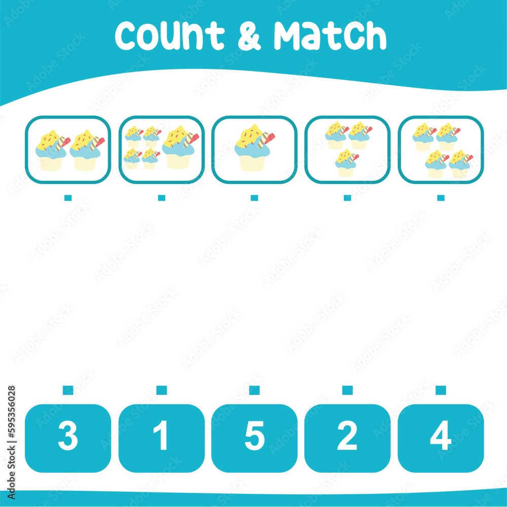 Count and match the sundae ice cream together worksheet for kids. Educational printable math worksheet. Math game for children. Vector illustration file. Count and match the sundae ice cream together worksheet for kids. Educational printable math worksheet. Math game for children. Vector illustration file.