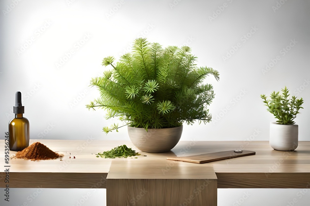 plant in a pot on the table, generative ai plant in a pot on the table, generative ai