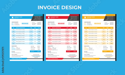 Invoice design for corporate office money bills.