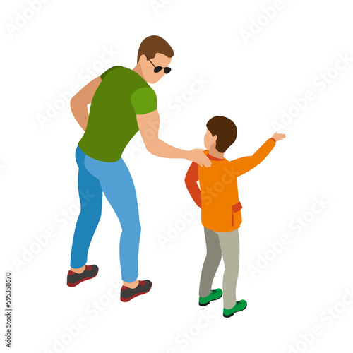 Isometric Boy And Dad