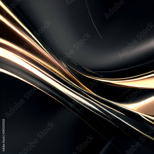 abstract black and gold waves background, Generative AI