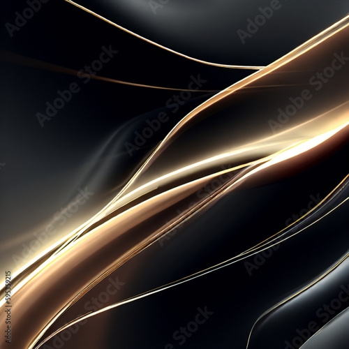 abstract black and gold waves background, Generative AI