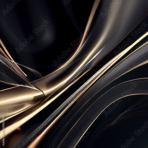 abstract black and gold waves background, Generative AI