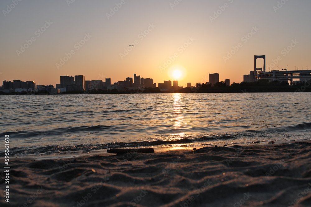 お台場海浜公園の夕焼け　Sunset at Odaiba Seaside Park