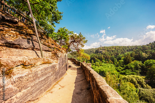 Sloup Castle in Northern Bohemia, Czechia. Sloup rock castle in the small town of Sloup v Cechach, in the Liberec Region, north Bohemia, Czech Republic. photo