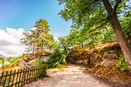 Sloup Castle in Northern Bohemia, Czechia. Sloup rock castle in the small town of Sloup v Cechach, in the Liberec Region, north Bohemia, Czech Republic. photo