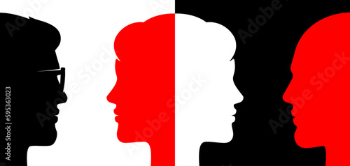 Womans double life, secret life, flat style concept vector illustration.