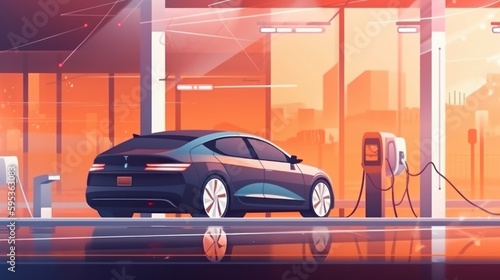 electric car charging the battery  generative ai