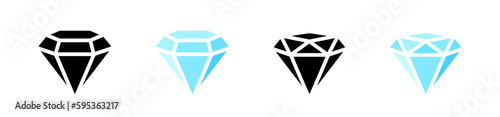 Diamond vector icons. Diamond silhouettes. Crystal icon set. Gemstone icon collection. EPS 10