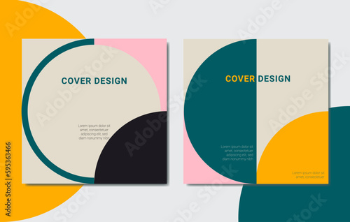 Modern abstract cover with minimal geometric shapes. Poster design. Colorful geometric background for smm template. Vector illustration. photo