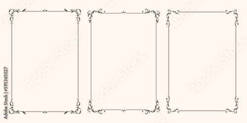 Set of vector frames with swirls and leaves