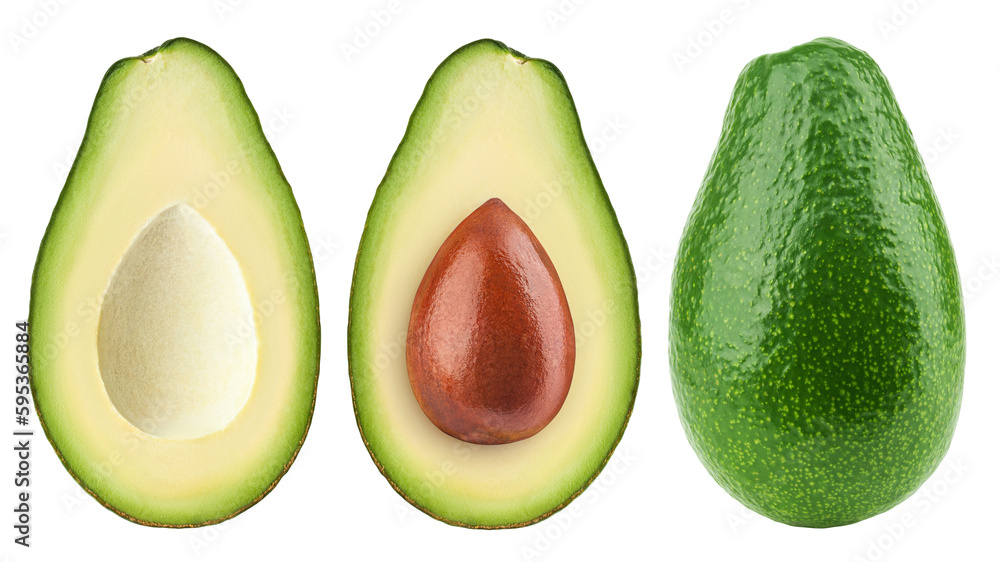 avocado isolated on white background, full depth of field