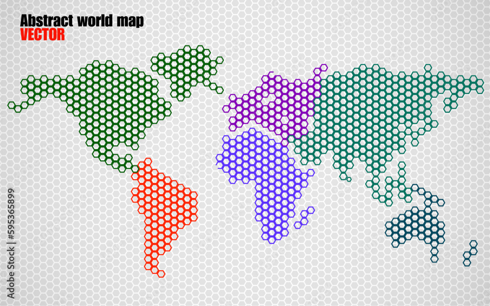 Abstract world map of hexagons. Vector illustration Stock Vector ...