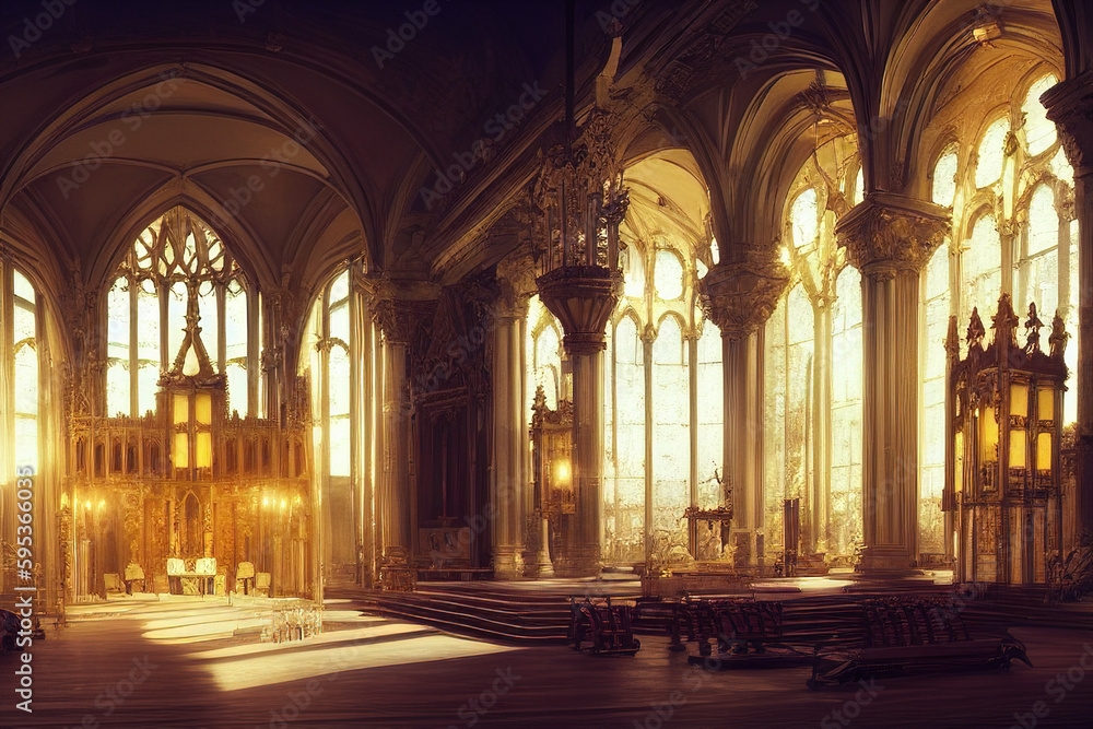 interior of the cathedral, generative ai
