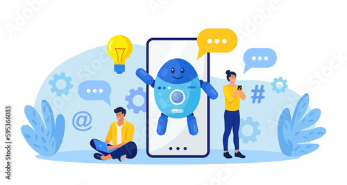Chatbot conversation with clients. Chat bot chatting. Optimizing language models for dialogue. Artificial intelligence robot answer questions, generate refinement conversation, provide smart solution