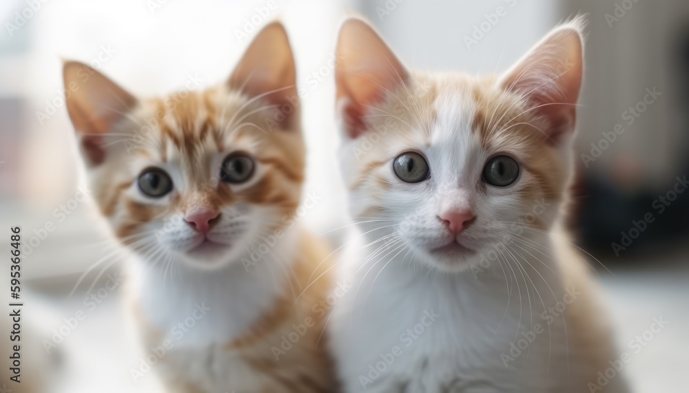 Portrait of a group of beautiful cats close-up on an isolated background. Generative AI Portrait of a group of beautiful cats close-up on an isolated background. Generative AI