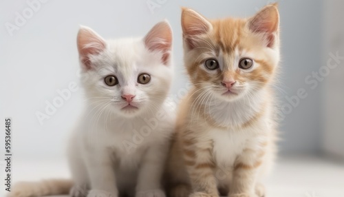 Portrait of a group of beautiful cats close-up on an isolated background. Generative AI