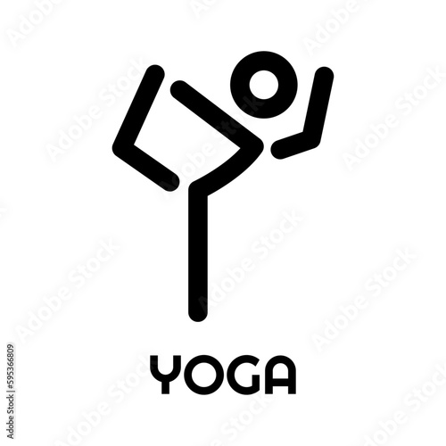 Icono lineal de silueta de persona de pie practicando una posición de yoga