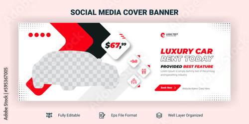 Car rental social media facebook cover banner design template