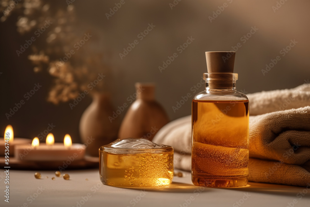various oils for massage and aromatherapy. AI generative various oils for massage and aromatherapy. AI generative
