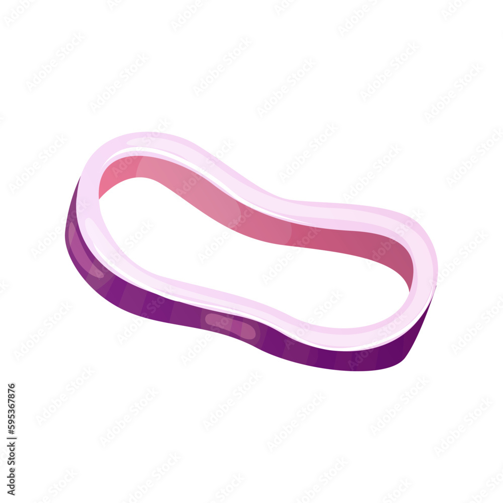 Fast food ingredient cut slice red onion, salad piece. Street takeaway cafe, cooking, junk food. King size, classic american traditional cartoon snacks meals. Vector for banner, poster, menu, flyer Fast food ingredient cut slice red onion, salad piece. Street takeaway cafe, cooking, junk food. King size, classic american traditional cartoon snacks meals. Vector for banner, poster, menu, flyer