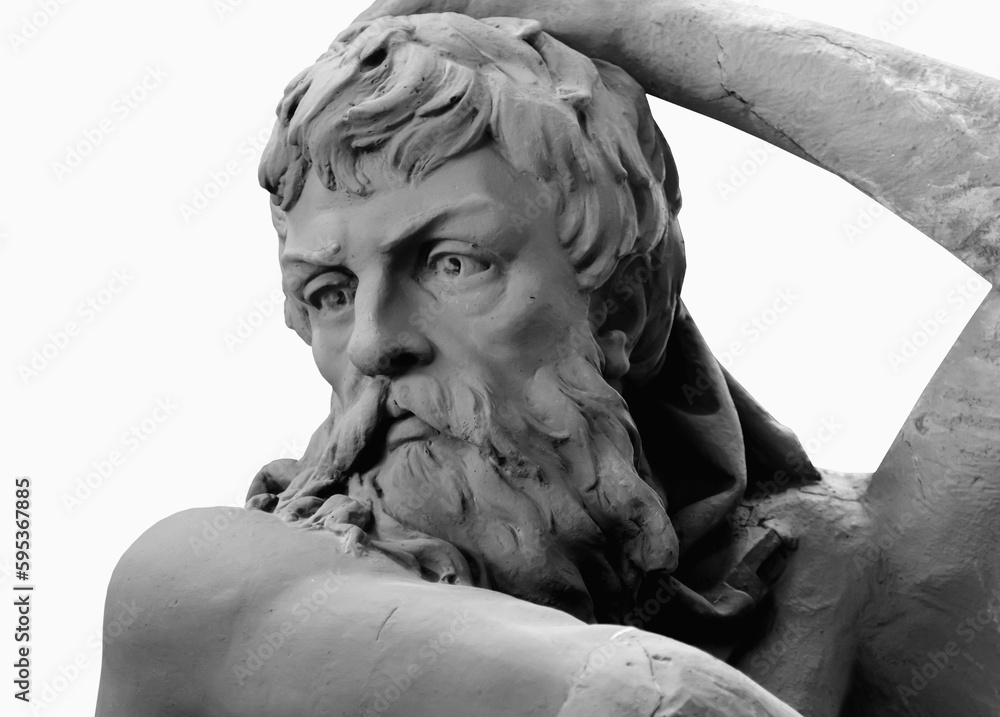 Hephaestus. In Greek and Roman mythology god of the forge and blacksmiths. Black and white image. Macro image.