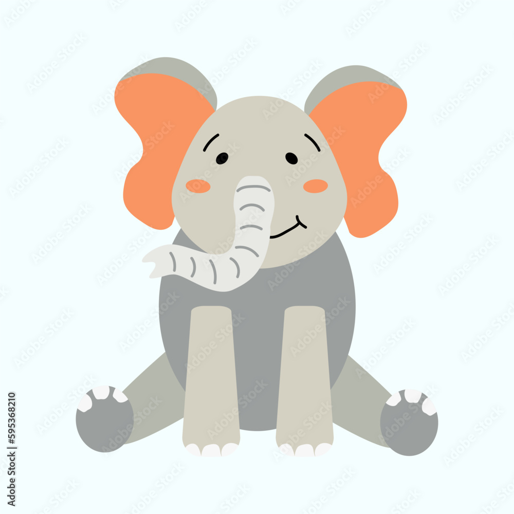 Vector cartoon elephant. Cute elephant in a flat style. Popular wild, African animal. White isolated background. Children's illustration. Vector cartoon elephant. Cute elephant in a flat style. Popular wild, African animal. White isolated background. Children's illustration.