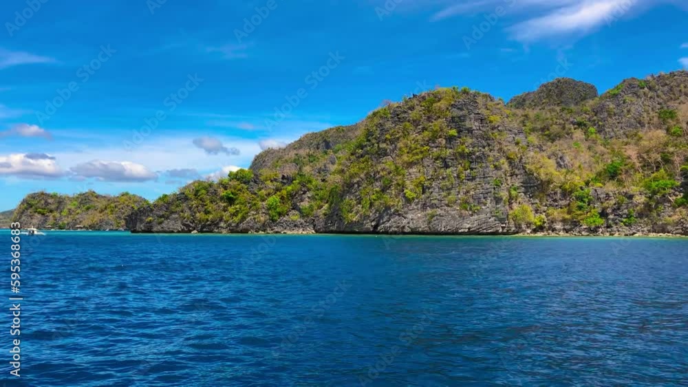 View of the rocky coast of the philippines from the boat View of the rocky coast of the philippines from the boat